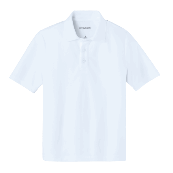 Example of a polo from Port Authority, white in color
